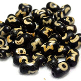 2pcs Tibet Sun Moon Star Totem Old Black/White DZI Beads