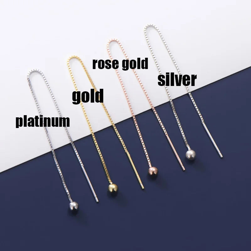 2pcs 925 Sterling Silver Women Earring Chains 90mm S925 Ear Wire DIY