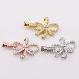 2pcs 21x33mm Women's Bow CZ Pearl Bracelet Buckle
