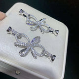 2pcs 21x33mm Women's Bow CZ Pearl Bracelet Buckle