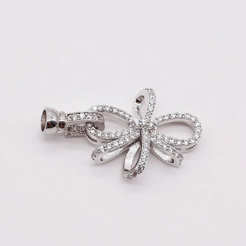 2pcs 21x33mm Women's Bow CZ Pearl Bracelet Buckle