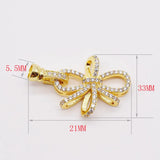 2pcs 21x33mm Women's Bow CZ Pearl Bracelet Buckle