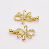 2pcs 21x33mm Women's Bow CZ Pearl Bracelet Buckle