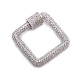2pcs 24x22.5mm Crystal Zirconia Clasp Cross Lock Pave Carabiner Jewelry Findings