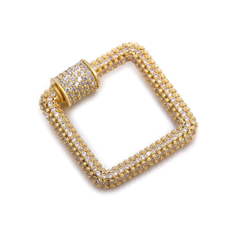 2pcs 24x22.5mm Crystal Zirconia Clasp Cross Lock Pave Carabiner Jewelry Findings