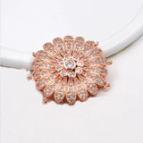 2pcs/lot 30mm Female Cubic Zircon Micro Flower Clasp Gold Plated