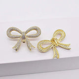 2pcs 37x27mm High Qualit bow CZ-inlaid Pearl Bracelet Buckle