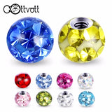 2pcs/lot 4mm 316L Stainless Steel Epoxy Crystal Ball Body Piercing Jewelry PL12