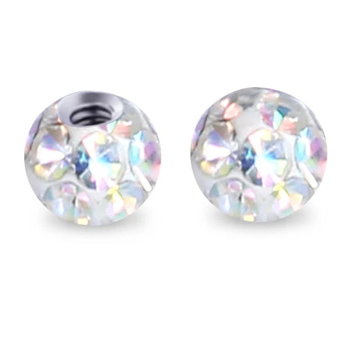 2pcs/lot 4mm 316L Stainless Steel Epoxy Crystal Ball Body Piercing Jewelry PL12