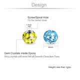 2pcs/lot 4mm 316L Stainless Steel Epoxy Crystal Ball Body Piercing Jewelry PL12