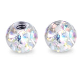 2pcs/lot 4mm 316L Stainless Steel Epoxy Crystal Ball Body Piercing Jewelry PL12