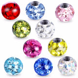 2pcs/lot 4mm 316L Stainless Steel Epoxy Crystal Ball Body Piercing Jewelry PL12