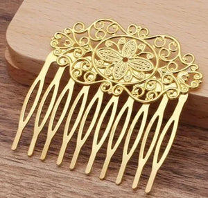 2pcs 55*60mm Brass Filigree 10 Teeth Hair Comb Women Hair Jewelry Making Supply