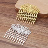 2pcs 55*60mm Brass Filigree 10 Teeth Hair Comb Women Hair Jewelry Making Supply