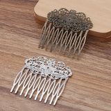 2pcs 55*60mm Brass Filigree 10 Teeth Hair Comb Women Hair Jewelry Making Supply
