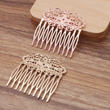 2pcs 55*60mm Brass Filigree 10 Teeth Hair Comb Women Hair Jewelry Making Supply
