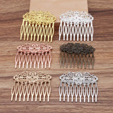 2pcs 55*60mm Brass Filigree 10 Teeth Hair Comb Women Hair Jewelry Making Supply