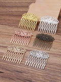 2pcs 55*60mm Brass Filigree 10 Teeth Hair Comb Women Hair Jewelry Making Supply