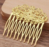 2pcs 55*60mm Brass Filigree 10 Teeth Hair Comb Women Hair Jewelry Making Supply