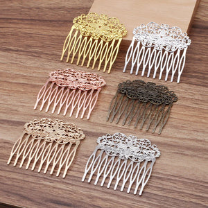 2pcs 55*60mm Brass Filigree 10 Teeth Hair Comb Women Hair Jewelry Making Supply