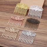 2pcs 55*60mm Brass Filigree 10 Teeth Hair Comb Women Hair Jewelry Making Supply