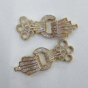 2pcs/lot CZ-inlaid Pearl Bracelet Buckle 65X25mm
