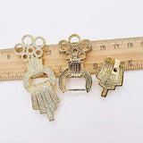 2pcs 65X25mm Women's CZ Pearl Bracelet Buckle