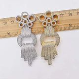 2pcs 65X25mm Women's CZ Pearl Bracelet Buckle