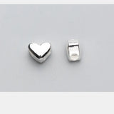 2pcs 925 Sterling Silver Heart Spacer Beads for Bracelets DIY Jewelry Gift
