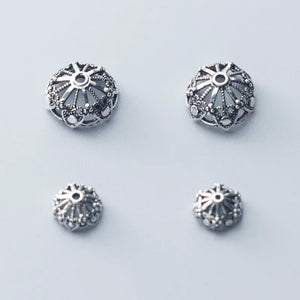 2pcs 925 Sterling Silver Bead Caps 8mm 10mm 12mm Tassel End Cap DIY Jewelry