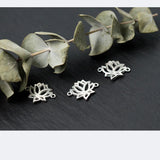 2pcs 925 Silver Lotus Connectors Charm Beads for Bracelets Necklaces