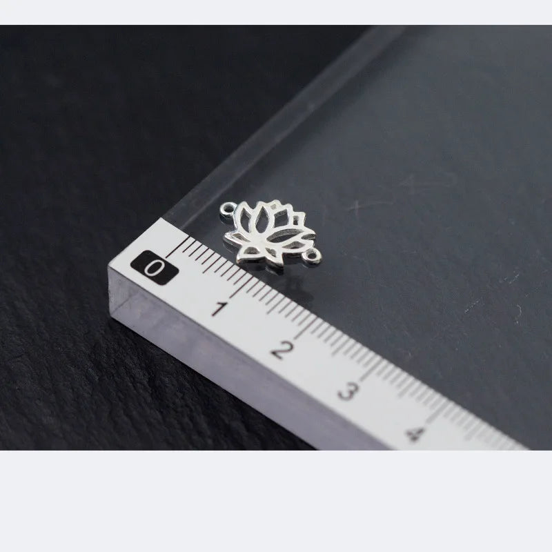 2pcs 925 Silver Lotus Connectors Charm Beads for Bracelets Necklaces
