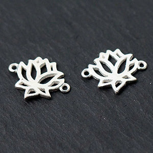 2pcs 925 Silver Lotus Connectors Charm Beads for Bracelets Necklaces