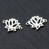 2pcs 925 Silver Lotus Connectors Charm Beads for Bracelets Necklaces