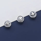 2pcs 925 Silver Smile Face Round Beads 3 Models DIY Jewelry Accessories