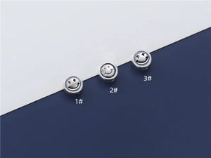 2pcs 925 Silver Smile Face Round Beads 3 Models DIY Jewelry Accessories