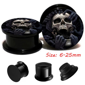 2pcs Skull Ear Gauge Plug Tunnel Stretcher 6mm-25mm Body Piercing Jewelry