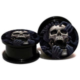 2pcs Skull Ear Gauge Plug Tunnel Stretcher 6mm-25mm Body Piercing Jewelry
