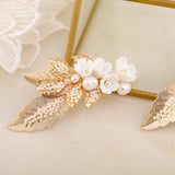Ceramic Flower Hairpins Leaf Pearl Hair Clips Wedding Bridal Accessories