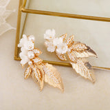 Ceramic Flower Hairpins Leaf Pearl Hair Clips Wedding Bridal Accessories