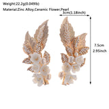 Ceramic Flower Hairpins Leaf Pearl Hair Clips Wedding Bridal Accessories