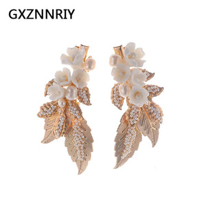 Ceramic Flower Hairpins Leaf Pearl Hair Clips Wedding Bridal Accessories