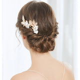 Ceramic Flower Hairpins Leaf Pearl Hair Clips Wedding Bridal Accessories