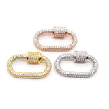 2pcs Oval CZ Bracelet Button Screw Buckle Jewelry Accessories