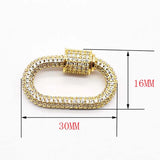 2pcs Oval CZ Bracelet Button Screw Buckle Jewelry Accessories