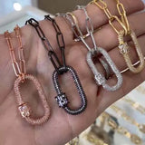 2pcs Oval CZ Bracelet Button Screw Buckle Jewelry Accessories