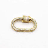 2pcs Oval CZ Bracelet Button Screw Buckle Jewelry Accessories