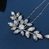 Crystal Leaf Hair Pins Forks Women Bridal Wedding Hair Accessories