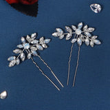 Crystal Leaf Hair Pins Forks Women Bridal Wedding Hair Accessories