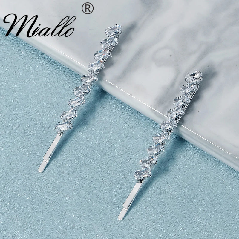 2pcs CZ Barrettes Hair Clips Women Accessories Girls Hairpins Party Headpiece